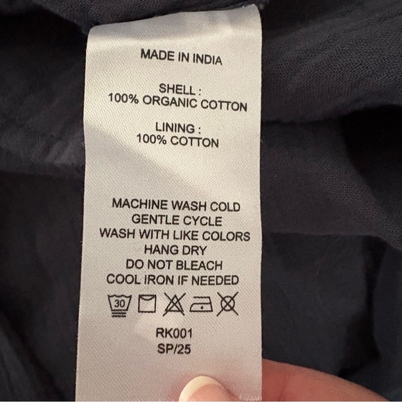 Quince Organic Cotton Gauze Smocked Square Neck Midi Dress Indigo Blue NWT Large - Picture 5 of 6